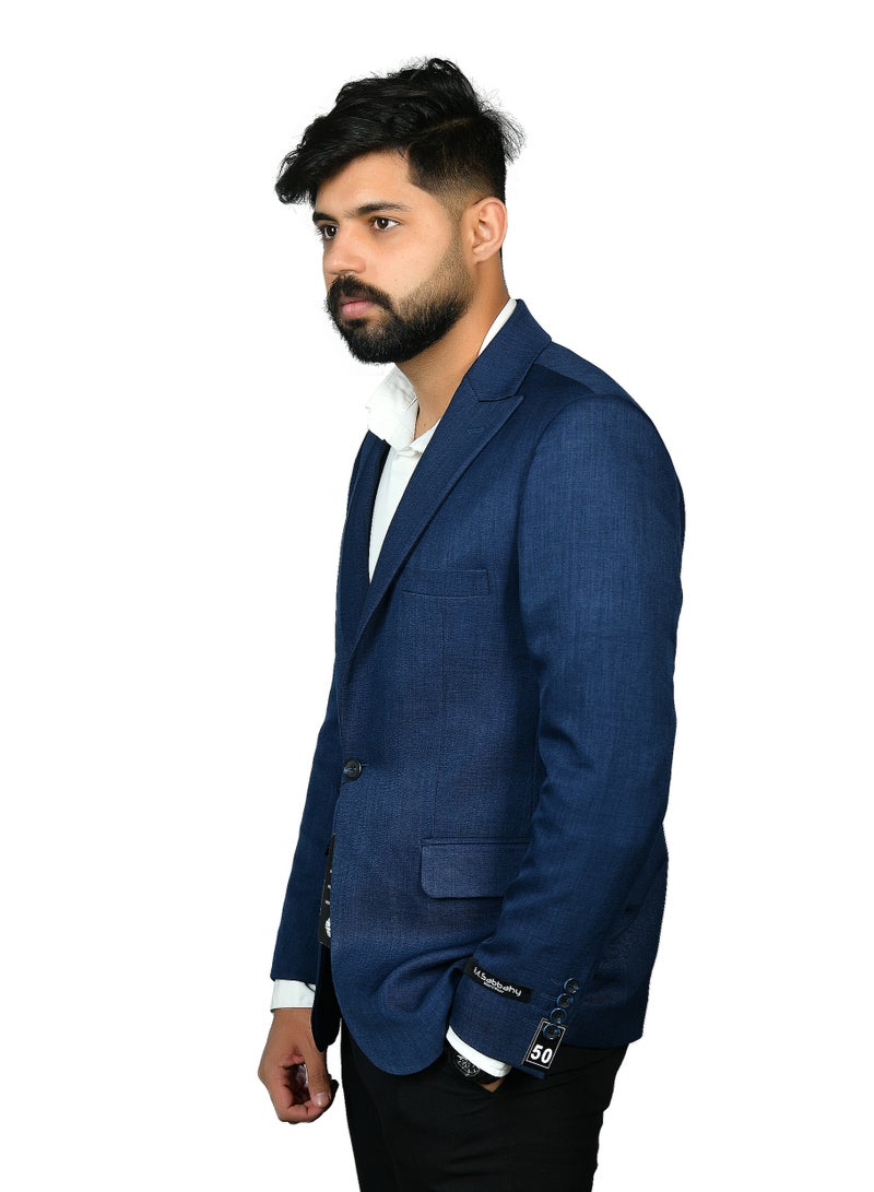 men's blazer linen material-blue color - Image 2
